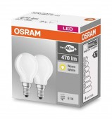 SET 2 becuri LED Osram, soclu E14, putere 4W, forma clasic, lumina alb calda, alimentare 220 - 240 V