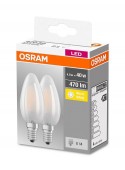 SET 2 becuri LED Osram, soclu E14, putere 4W, forma lumanare, lumina alb calda, alimentare 220 - 240 V
