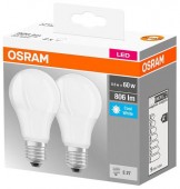 SET 2 becuri LED Osram, soclu E27, putere 8.5W, forma clasic, lumina alb rece, alimentare 220 - 240 V