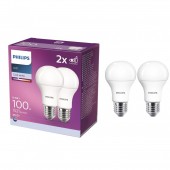 SET 2 becuri LED Philips, soclu E27, putere 12.5W, forma clasic, lumina alb, alimentare 220 - 240 V