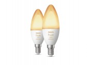 SET 2 becuri smart LED Philips, soclu E14, putere 4W, forma lumanare, lumina alb calda, alb rece, alimentare 220 - 240 V