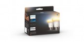 SET 2 becuri smart LED Philips, soclu E27, putere 6 W, forma oval, lumina alb calda, alb rece, alimentare 220 - 240 V