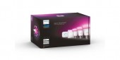 Set 3 BEC smart LED Philips, soclu E27, putere 9 W, forma clasic, lumina alb multicolora, alimentare 220 - 240 V
