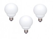 SET 3 becuri fluorescent Panasonic, soclu E27, putere 13W, forma sferic, lumina alb calda, alimentare 220 - 240 V