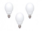 SET 3 becuri fluorescent Panasonic, soclu E27, putere 13W, forma sferic, lumina alb rece, alimentare 220 - 240 V