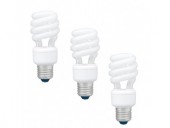 SET 3 becuri fluorescent Panasonic, soclu E27, putere 14W, forma spirala, lumina alb calda, alimentare 220 - 240 V