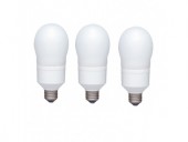 SET 3 becuri fluorescent Panasonic, soclu E27, putere 18W, forma oval, lumina alb rece, alimentare 220 - 240 V
