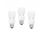 SET 3 becuri fluorescent Panasonic, soclu E27, putere 22W, forma spirala, lumina alb calda, alimentare 220 - 240 V