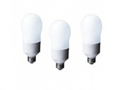 SET 3 becuri fluorescent Panasonic, soclu E27, putere 24W, forma oval, lumina alb calda, alimentare 220 - 240 V