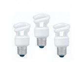 SET 3 becuri fluorescent Panasonic, soclu E27, putere 5W, forma spirala, lumina alb calda, alimentare 220 - 240 V