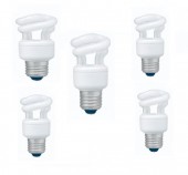 SET 3 becuri fluorescent Panasonic, soclu E27, putere 5W, forma spirala, lumina alb calda, alimentare 220 - 240 V