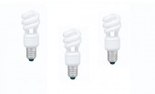 SET 3 becuri fluorescent Panasonic, soclu E27, putere 8W, forma spirala, lumina alb calda, alimentare 220 - 240 V