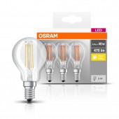 SET 3 becuri LED Osram, soclu E14, putere 4W, forma clasic, lumina alb calda, alimentare 220 - 240 V