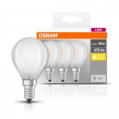SET 3 becuri LED Osram, soclu E14, putere 4W, forma clasic, lumina alb calda, alimentare 220 - 240 V