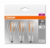 SET 3 becuri LED Osram, soclu E27, putere 6W, forma clasic, lumina alb rece, alimentare 220 - 240 V