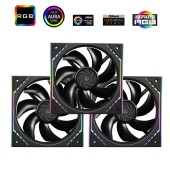 Set 3 ventilatoare Thermalright TL-M12, 120mm, 1500 RPM, S-FDB Bearing, 47.6 CFM, LED ARGB, 4pin PWM, negru