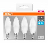 SET 4 becuri LED Osram, soclu E14, putere 5.7W, forma lumanare, lumina alb, alimentare 220 - 240 V