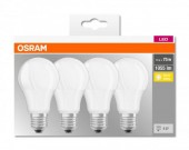 SET 4 becuri LED Osram, soclu E27, putere 11W, forma clasic, lumina alb calda, alimentare 220 - 240 V