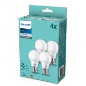 SET 4 becuri LED Philips, soclu E27, putere 9W, forma oval, lumina alb rece, alimentare 220 - 240 V