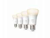 SET 4 becuri smart LED Philips, soclu E27, putere 9W, forma clasic, lumina alb calda, alimentare 220 - 240 V