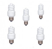 SET 5 becuri fluorescent Panasonic, soclu E27, putere 13W, forma spirala, lumina alb calda, alimentare 220 - 240 V