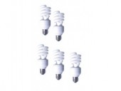 SET 5 becuri fluorescent Panasonic, soclu E27, putere 19W, forma spirala, lumina alb calda, alimentare 220 - 240 V