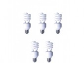 SET 5 becuri fluorescent Panasonic, soclu E27, putere 19W, forma spirala, lumina alb rece, alimentare 220 - 240 V