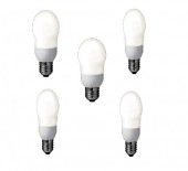 SET 5 becuri fluorescent Panasonic, soclu E27, putere 8W, forma oval, lumina alb calda, alimentare 220 - 240 V