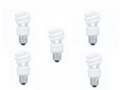 SET 5 becuri fluorescent Panasonic, soclu E27, putere 8W, forma spirala, lumina alb rece, alimentare 220 - 240 V