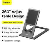 STAND Baseus notebook, pliabil, aliaj zinc, dimensiuni: 139.6*81*5.6 mm, gri  - 6932172605896