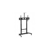 Stand TV mobil pe roti, 52-110 inch, 2 rafturi suport multimedia, TECHLY, negru
