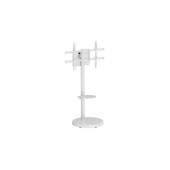 Stand TV mobil pe roti, raft pentru dispozitive multimedia, 37 - 86 inch, reglabil, Alb, Techly