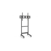 Stand TV mobil pe roti, raft pentru dispozitive multimedia, 50 - 90 inch, reglabil, negru, Techly