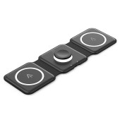 Statie incarcare wireless 3in1  Vention, MagSafe, telefon 15W, ceas 2.5W, casti 5W, fast charge, pliabil, magnetic, lumina LED, 1 x USB-C incarcare, negru,  - 6922794783836