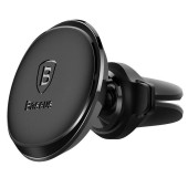 SUPORT AUTO Baseus Magnetic pt. SmartPhone, fixare bord in grila de ventilatie, rotire 360 grade, in partile laterale are 2 prinderi pentru 2 cabluri, negru  - 6953156260573