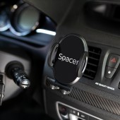 SUPORT auto SPACER pt. SmartPhone, fixare in ventilatie prin CLIPS, prindere laterala, rotire 360 grade, negru