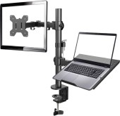 SUPORT de birou Gembird, pt 1 TV/monitor plat + 1 notebook 15.6 inch, diag. max 32 inch, rotatie, inclinare, pivotare, orizontal, vertical, max 2x9 kg