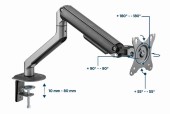 SUPORT de birou Gembird, pt 1 TV/monitor plat, diag. max 17-32 inch, rotatie, inclinare, pivotare, max 9 kg, space-grey
