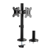 SUPORT de birou LOGILINK, pt 2 TV/monitor plat, curbat, diag. max 32 inch, rotatie, inclinare, pivotare, verticala, max 8 Kg x 2, negru