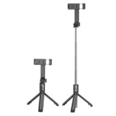 SUPORT Telefon Borofone cu selfie stick, dimensiuni strans 46x32x185mm extins maxim 700mm, baterie 70mAh, negru