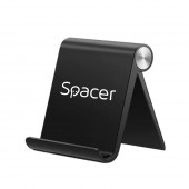SUPORT telefon SPACER, pliabil, fixare pe birou, universal cu unghi ajustabil, dimensiuni 90 x 70 x 12mm, negru