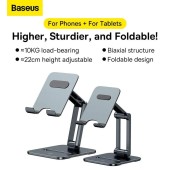 SUPORT Telefon/Tableta Baseus Biaxial, pt. Smartphone sau Tableta, pliabil, dimensiune: 115 x 126 x 43mm, material anti-alunecare, aluminiu  - 6932172615192