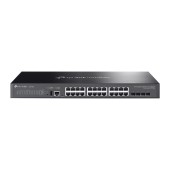 Switch Managed L3 TP-Link, 24× Gigabit RJ45 ports si 4× 10 Gbps SFP+, 1× USB 2.0 Port, fanless, metalic