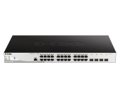 SWITCH PoE D-LINK Smart 24 porturi Gigabit +  4 porturi 1G SFP, IEEE 802.3af/at, buget POE total 193 W, carcasa metalica.