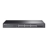 Switch TP-Link cu management L2, 24 Porturi Gigabit, 4 x SFP+ Gigabit si suport UPS Power Supply, metalic