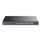 SWITCH TP-Link Easy Managed, Omada 28-Port Gigabit RJ-45 din care 24-Port PoE+, 2× Gigabit SFP, buget POE total 384W, metalic