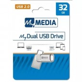 USB Flash Drive MyDual, USB 2/USB C, 32GB, Silver
