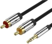 Vention, Jack 3.5mm la 2 x RCA, 3m, AWG 29, PVC, negru