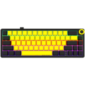 Wireless mechanical gaming keyboard Pro, 2.4 GHz, BT, RGB Backlight, 16 modes, 66 keys, 50M presses multimedia knob, built-in 3750 mAh battery, Hot Swap, cable 2.3m, black yellow
